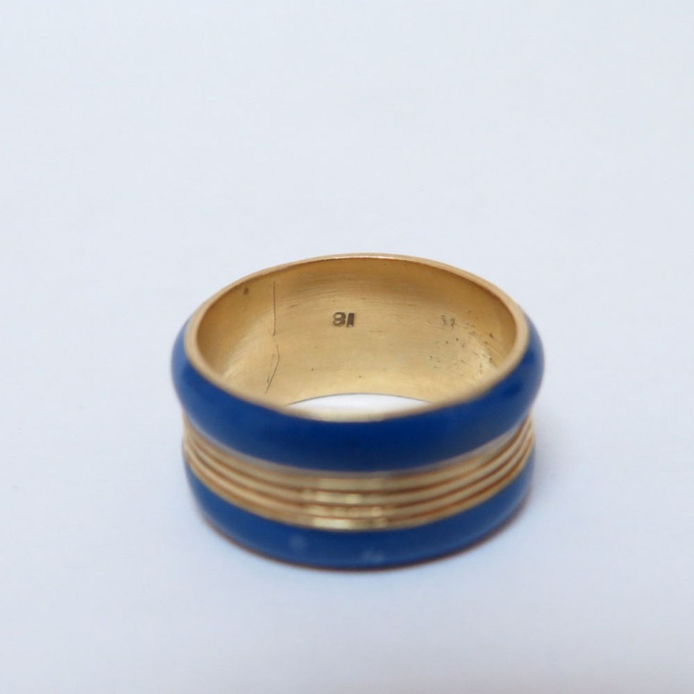 Cartier Antique Ring18K Blue Enamel - Picture 2 of 3